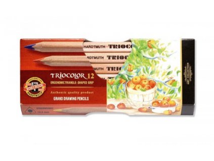 Pastelky Koh-i-noor trojhranné silné ve dřevě – 12 barev