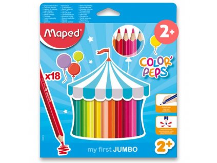Pastelky Maped Color'Peps Jumbo - 18 barev, trojhranné