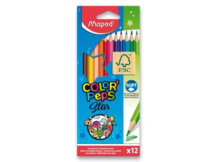 Pastelky Maped Color’Peps – sada 12 barev, trojhranné