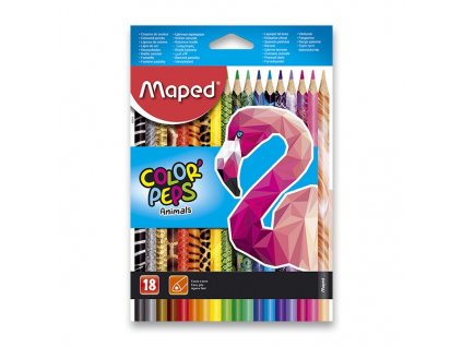 Maped pastelky Color’Peps Zvířátka – 18 barev, ergonomické trojhranné