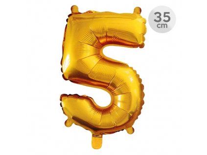 balon narozeninovy 35 cm cislo 5 zlaty
