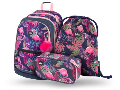 Školní batoh celý set - Baagl - Flamingo