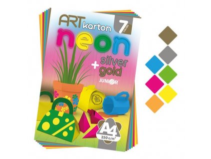 blok farebneho papiera vykres art carton neon a4 250g 7 ks mix 7 farieb