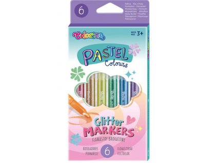 Pastelové fixy s brokátem Colorino – 6 barev