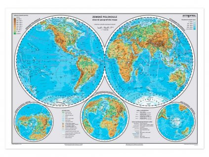 Mapa A3 - Zemské polokoule a přírodní nej - cz