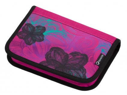 Bagmaster MARK 20 A školní penál – růžový s černými květy