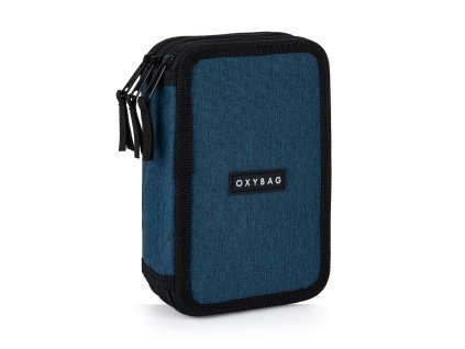 Třípatrový školní penál Oxybag Unicolor Blue – prázdný, modrý