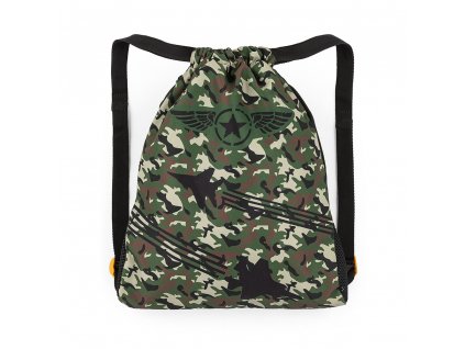 Školní sáček na přezůvky a tělocvik Bagmaster PRIM 23 C – khaki se stíhačkami