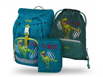 Školní batoh pro prvňáčky set Baagl Airy T-Rex