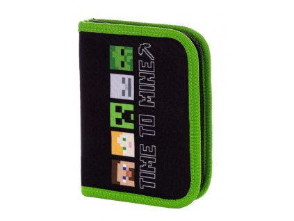 Minecraft Time to Mine školní penál – 1 zip, 2 klopy (varianta 3)