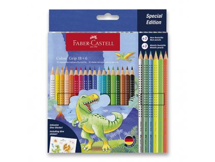 Souprava 24 pastelek Faber-Castell colour grip dinosaurus