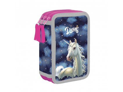 Školní penál Oxybag Unicorn 1 2024 – 3patrový, prázdný, pro dívky