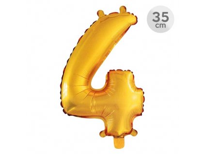 balon narozeninovy 35 cm cislo 4 zlaty