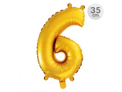 balon narozeninovy 35 cm cislo 6 zlaty