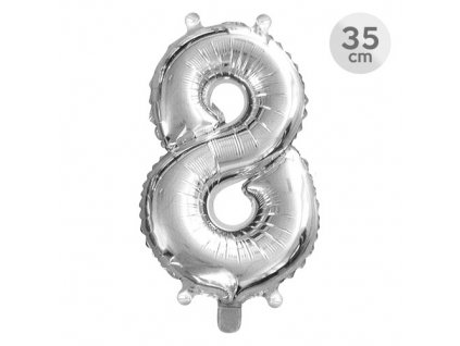 balon narozeninovy 35 cm cislo 8 stribrny