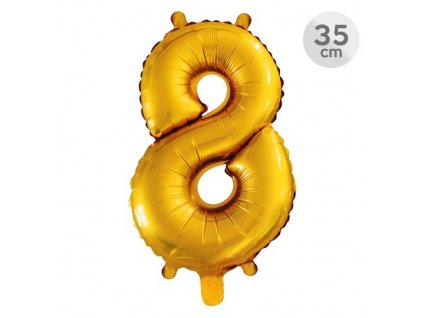 balon narozeninovy 35 cm cislo 8 zlaty