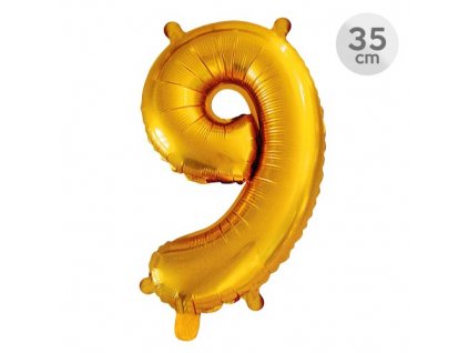 balon narozeninovy 35 cm cislo 9 zlaty
