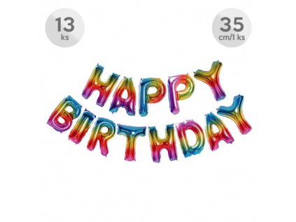 balon narozeninovy happy birthday 35 cm 13 ks barevny