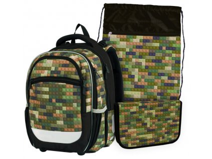 Školní set Stil Cubes – batoh, penál a sáček pro kluky