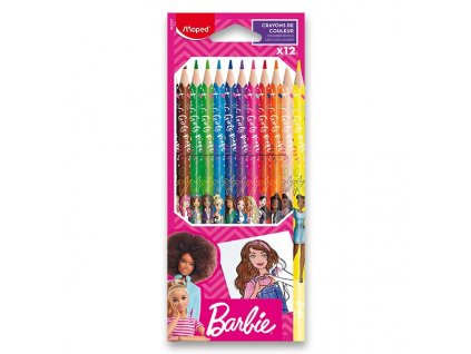Trojhranné pastelky Maped Barbie – 12 barev
