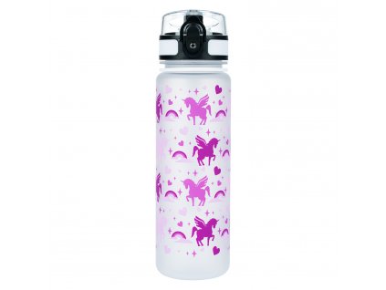 Růžová láhev na pití Baagl s motivem jednorožce, tritanová, 500 ml, s pojistkou proti vytečení a poutkem pro holky