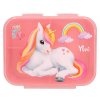 Svačinový box Ylvi Unicron – 3 sekce s jednorožcem, růžový