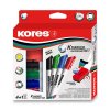 Popisovače na tabuli Kores Whiteboard set 4 barvy + magnetická houbička
