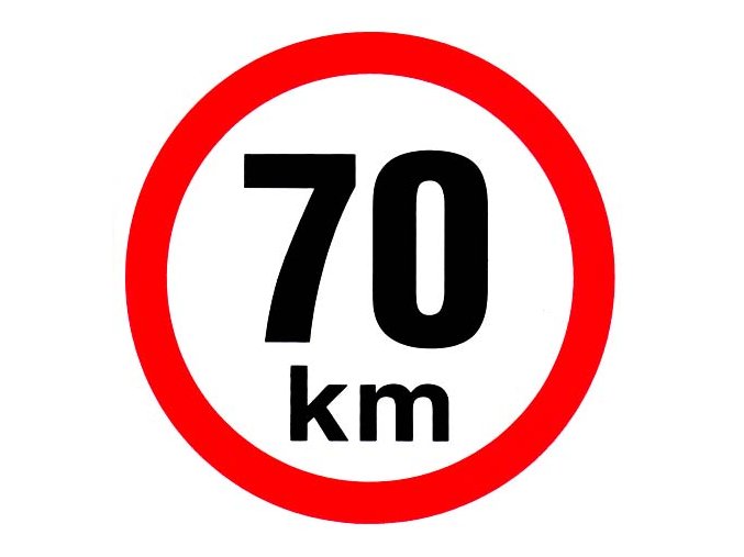 Samolepka - Omezená rychlost 70 km/h