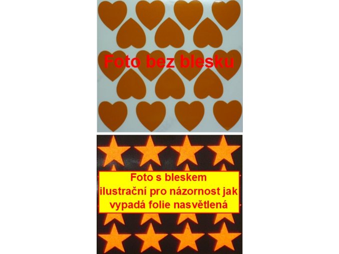 Reflexní samolepka: Srdce 18 ks- Oranžové