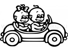 Samolepka - Dítě v autě - Kluk a holka 02