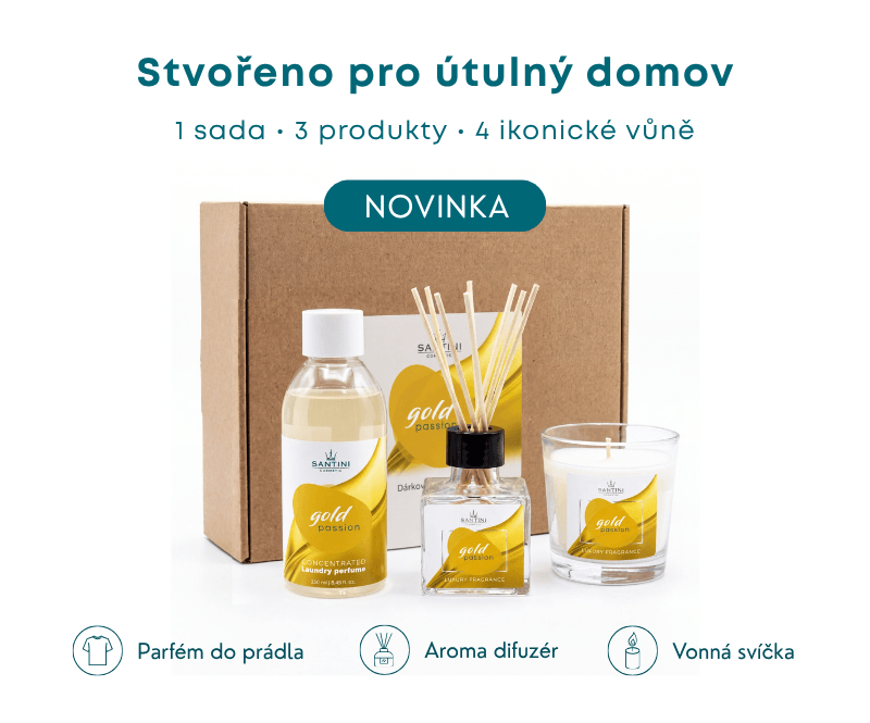 Dárková sada - Parfém do prádla 250 ml, Svíčka 120 g & Aroma difuzér 100 ml