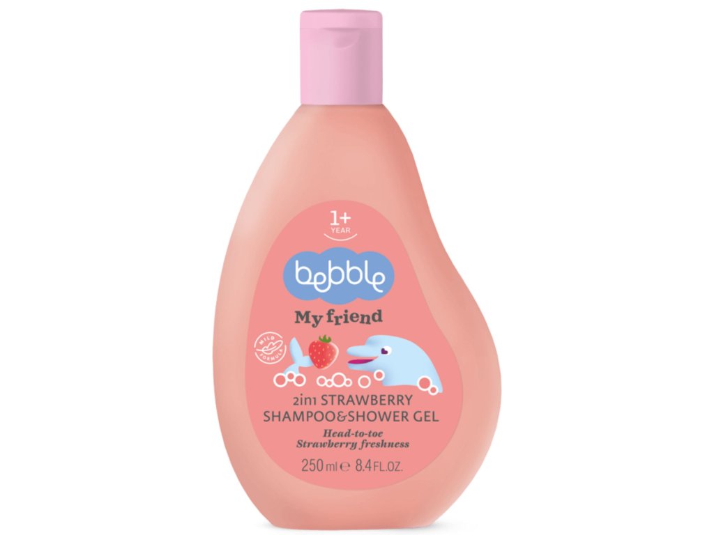 Bebble Shampoo&Shower Gel Strawberry 250 ml - Šampon a sprchový gel Jahoda