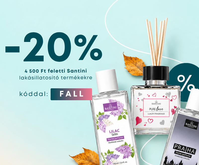 20% kedvezmény a Santini lakásillatosítókra 4 500 Ft feletti vásárlás esetén | Aromadiffúzorok | Illatgyertyák | Légfrissítők