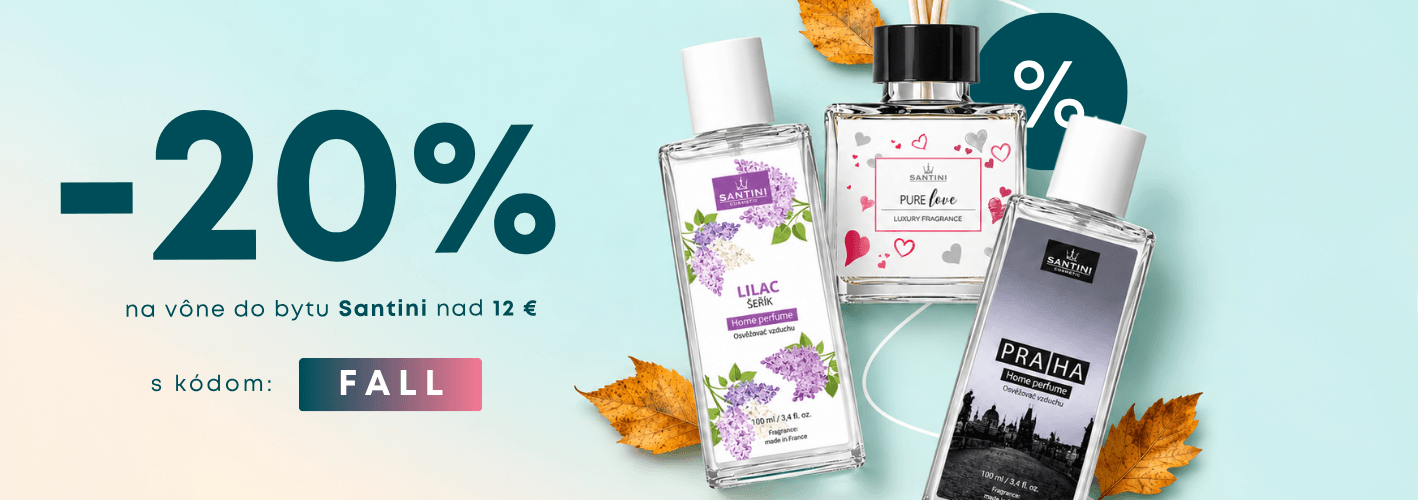 20% zľava na vône do bytu Santini nad 12 € | Aróma difuzéry | Vonné sviečky | Osviežovače vzduchu