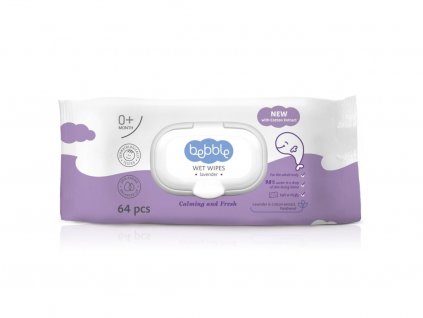 Bebble Wet Wipes Lavender 64 pcs - Vlhčené obrúsky s levanduľou 64 ks