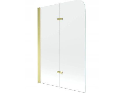 Vanová zástěna dvoudílná 100x140 čiré sklo zlatý profil
