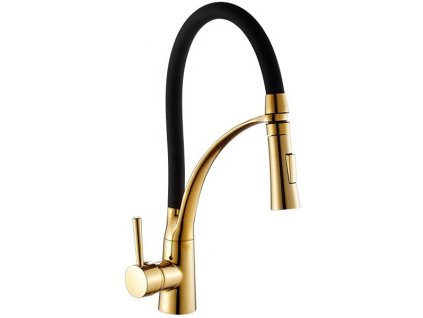 Kuchyňská dřezová stojánková baterie s elastickým ramenem S-2100G zlatá