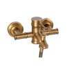 Nástěnná vanová baterie Retro se sprchovým setem S-1182VG staré zlato