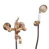 Nástěnná vanová baterie Retro se sprchovým setem  S-1181VG staré zlato