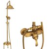 Nástěnná sprchová baterie S-1189V se sprchovou soupravou, ruční a talířovou sprchou staré zlato