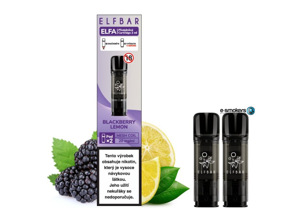 elf bar elfa pods cartridge 2pack blackberry lemon 20mg 2pack