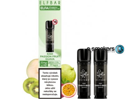 elf bar elfa pods cartridge 2pack kiwi passion fruit guava 20mg
