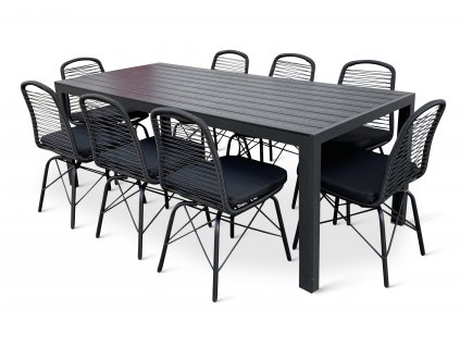 Kovový zahradní nábytek stůl Viking XL + 8x židle Gigi (1)