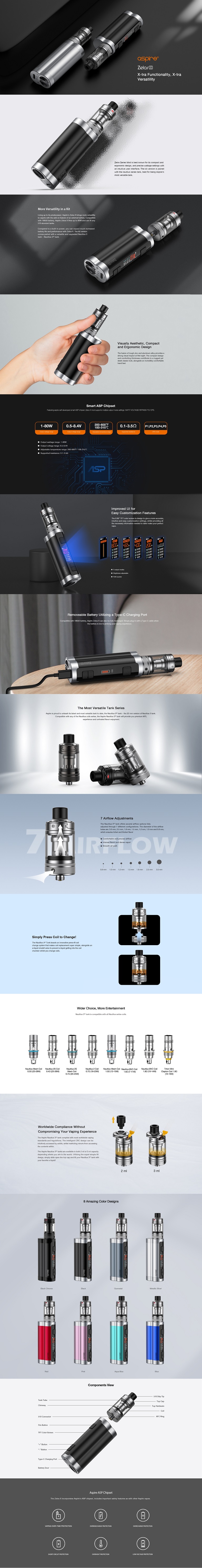 Red - Aspire Zelos X 18650 Sada