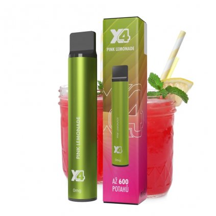 X4 Bar Zero Růžová limonada Pink Lemonade Jednorázová ecigareta