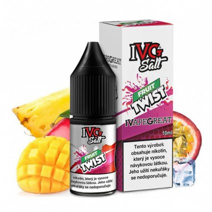 e-liquid IVG Salt - Fruit Twist (Broskev, mango, ananas a marakuja) 10ml (Síla nikotinu 20mg)