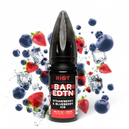 e Liquid Riot Sqad Salt Strawberry & Blueberry Ice (chladivá jahoda s borůvkou) 10ml