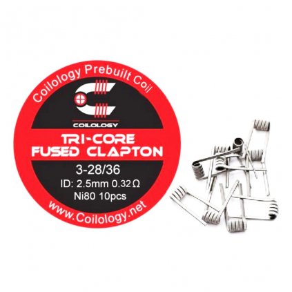 Coilology - Tri-Core Fused Clapton Ni80 0,32ohm předmotané spirálky, 10 KS