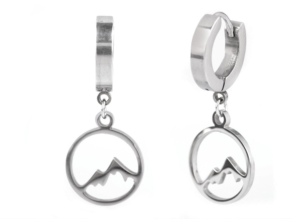 Náušnice z nerezové oceli srdce, čtyřlístek, hory (Balení 1 pár, Varianta 1 stříbrná srdce)