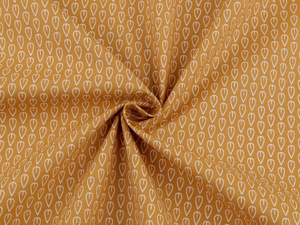 Bavlněná látka / plátno lístečky (Balení 1 m, Varianta 1 béžová velbloudí)